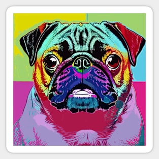 Colorful Pop Art Portrait of a Pug Sticker
